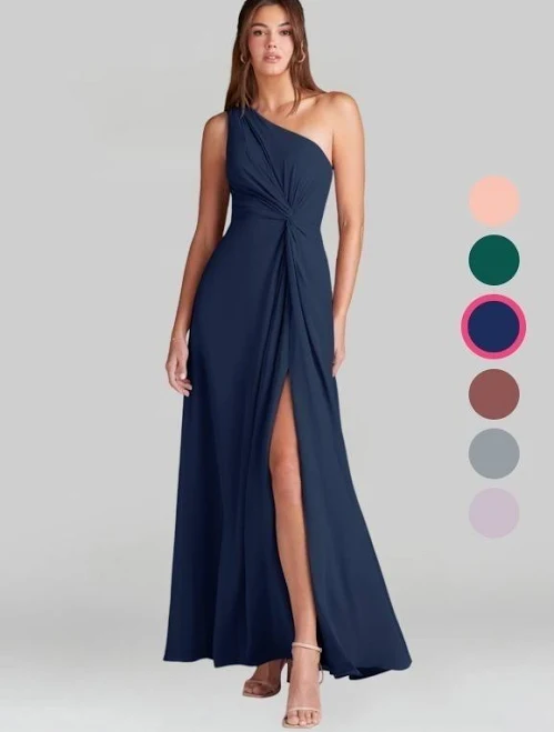 dress Azazie One-Shoulder A-Line Chiffon Bridesmaid Dresses Azazie.com $99