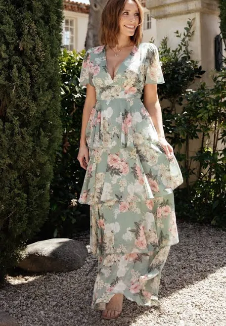 dress Baltic Born Womens Montaigne Ruffle Maxi Dress Floral Baltic Born $47.4