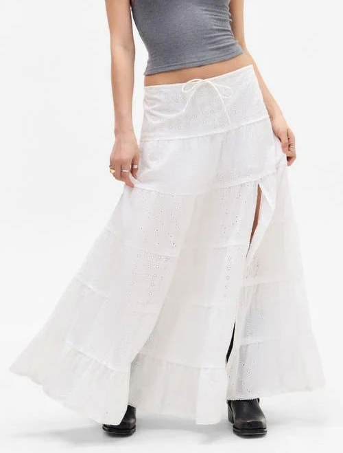 bottom BDG Women's Broderie Tiered Cotton Maxi Skirt Nordstrom $79