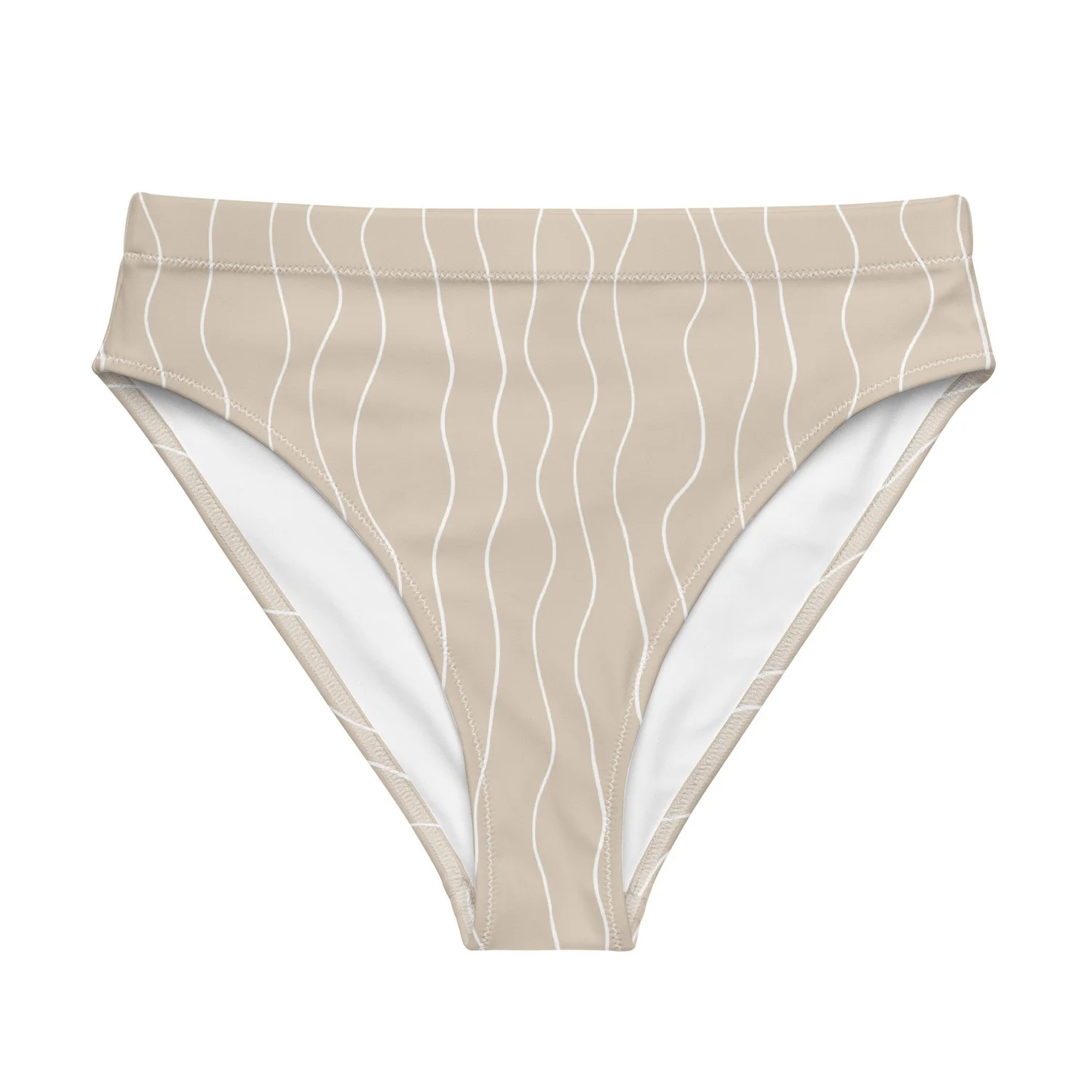 swimsuit Beige Waves High-Waisted Bikini Bottom - Recycled Fiber | Seaward Collective seawardcollective.com $25