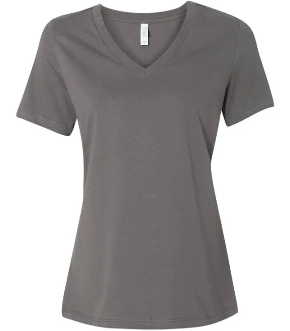 v neck Bella + Canvas Women's Relaxed Jersey V-Neck T-Shirt Clothing Shop Online $8.07