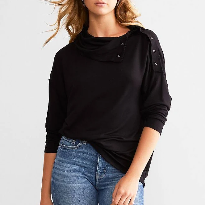 cowl neck top BKE Women's Nylon Cowl Neck Top with Buckle Buckle $19.99