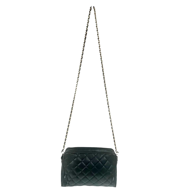 bag Black Quilted Cross Body Vegan Leather Bag Gold Chain Strap Goth Minimalist eBay $27.45