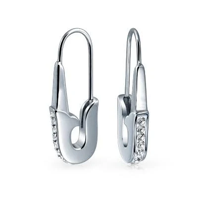 accessory Bling Jewelry Women's Rock Chic Surgical Steel Crystal Safety Pin Threader Earrings Target $19.99