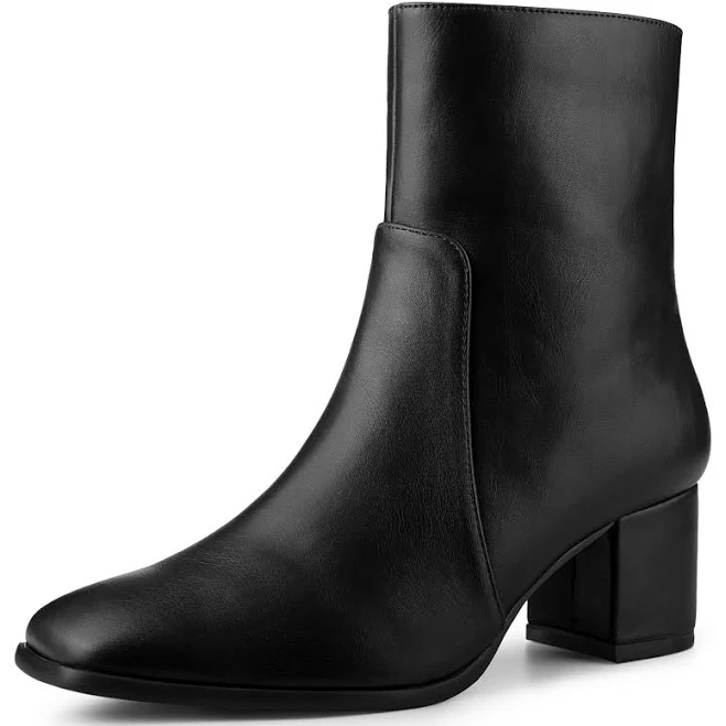 shoes Blissful Step Women's Ankle Boots Square Toe Block Heel Side Zip Faux Leather Booties Allegra K $59.79