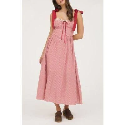 sundress Blu Pepper Gingham Tie Strap Fit & Flare Sundress in Red at Nordstrom Rack, Size Medium Stylight Inc. $29.97