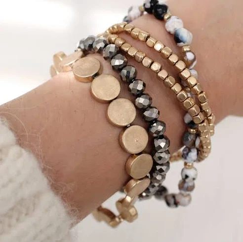 accessory Boho Hippie Gold Dainty Stackable Crystal Beaded Bracelet Etsy - DearDanielleJewelry $32
