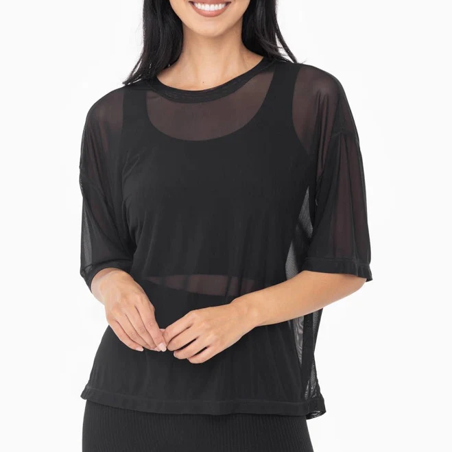 t-shirt Boxy Sheer Mesh Tee Storm And Sky $27.75