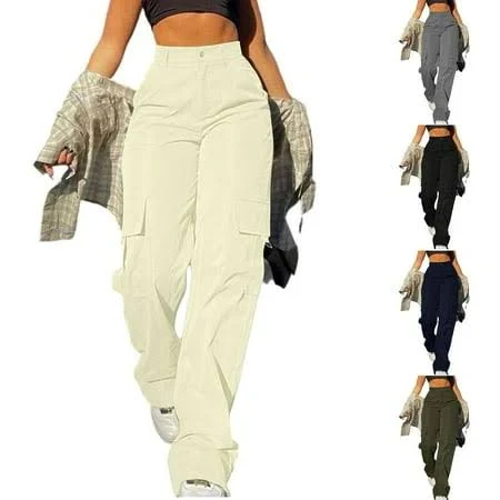 pants Brdfrl Women Cargo Pants High Waisted Casual Pants Baggy Stretchy Y2K Teen Walmart - OVTICZA $14.99