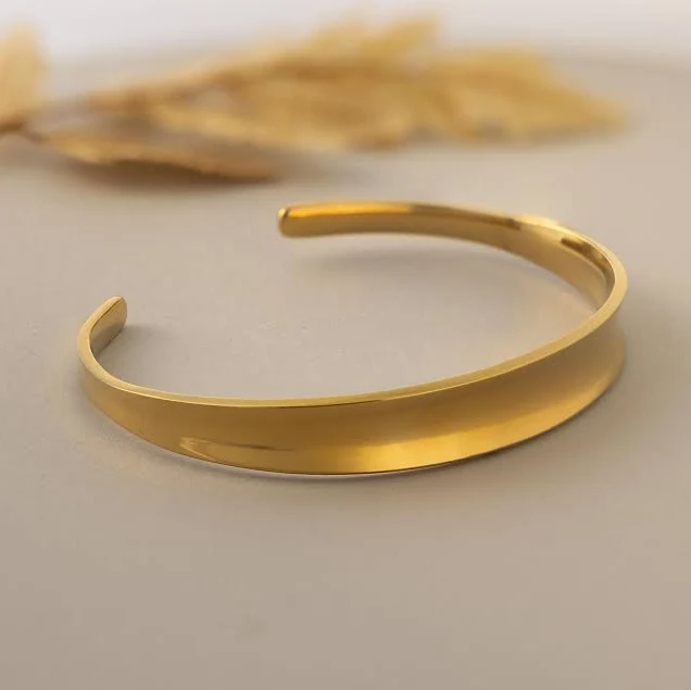 accessory Caitlyn Minimalist 18K Gold Curved Dome Open Cuff Bracelet Caitlyn Minimalist $37.6