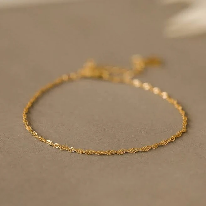 accessory Caitlyn Minimalist Dainty Singapore Twist Chain Bracelet Caitlyn Minimalist $25.5