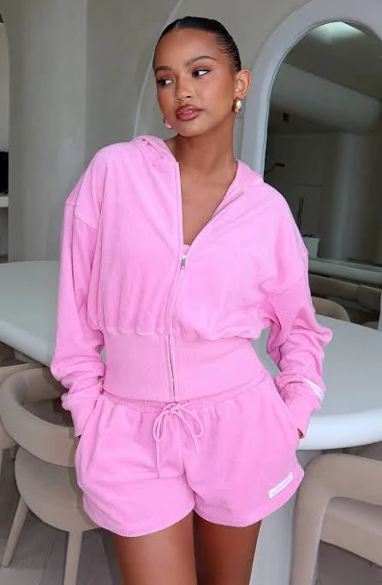 hoodie Causing Commotion Terry Cropped Hoodie White Fox Boutique $74.99