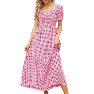 dress Clearlove Women's Square Neck Puff Sleeve Smocked Waist Midi Dress Target $35.99