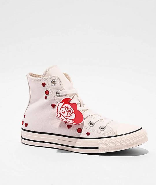 shoes Converse Chuck Taylor All Star Love Me White & Red High Top Shoes Zumiez $69.95