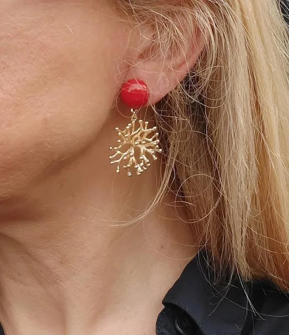 accessory Coral Inspired Clip-On Earrings Etsy - UneDemiLune $63.97