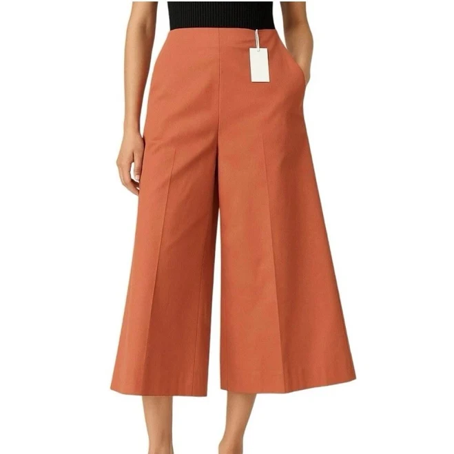 pants Cos Wide-leg Cropped Culottes Pants Cotton Terracotta Rust Orange, eBay $60