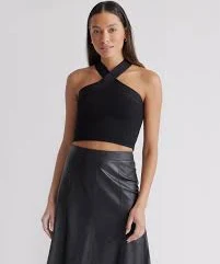 tank top Cropped Halter Ribbed Knit Tank Quince $34.9