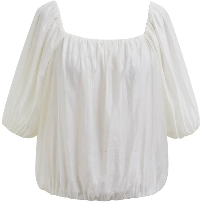 top Cropped Square Neck Short Puff Sleeve Top Chicwish $29.9