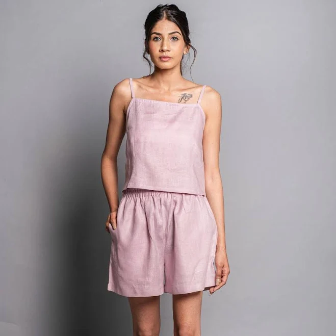 two piece set Crushlinen Women's Relaxed Fit Linen Crop Top & Shorts Set Etsy - Crush4linen $83.41