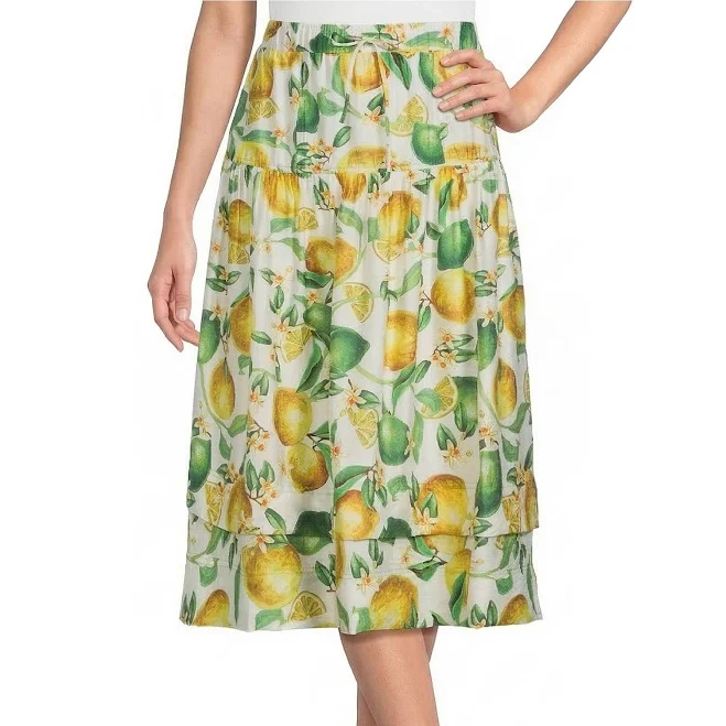 skirt Current Air Coordinating Lemon Print Pull-On A-Line Midi Skirt Womens Dillard's $89