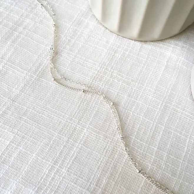 accessory Dainty Dual Chain Necklace in Silver or 14k Gold Fill Violet and Mable $47