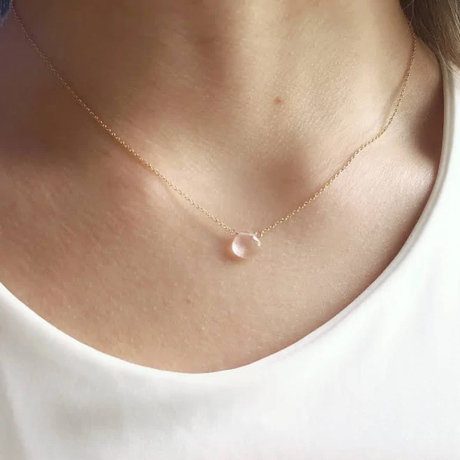 accessory Dainty Gold Rose Quartz Necklace Etsy - lolabeanjewelry $32.25