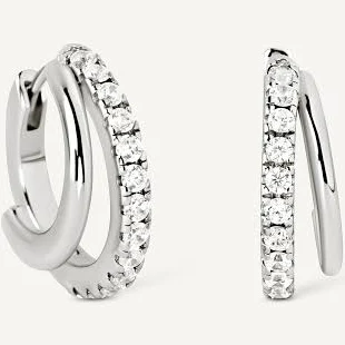 accessory Dainty Silver Double Hoop Earrings Monday Monarch $63