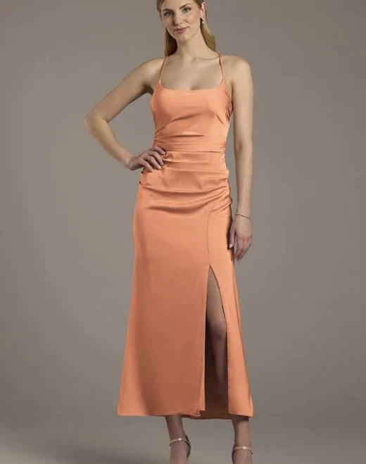 dress DB Studio Matte Satin Ruched Midi Sheath Dress David's Bridal $99.95