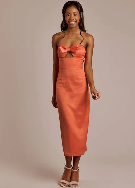 dress DB Studio Strapless Bow Midi Sheath Dress David's Bridal $104.96