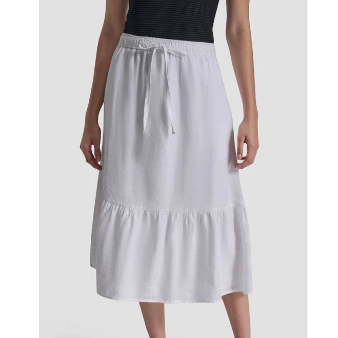 skirt DKNY Women's A-Line Linen Midi Skirt with Drawstring Waist Nordstrom $109