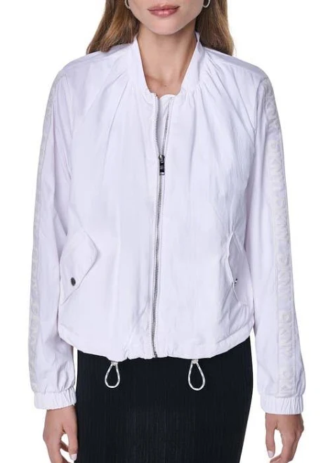 outerwear DKNY Women's Logo Trim Nylon Bomber Jacket Nordstrom $169