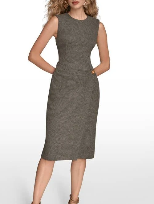 dress Donna Karan Women's Sleeveless Faux Wrap Cotton Sheath Dress Nordstrom $101.4