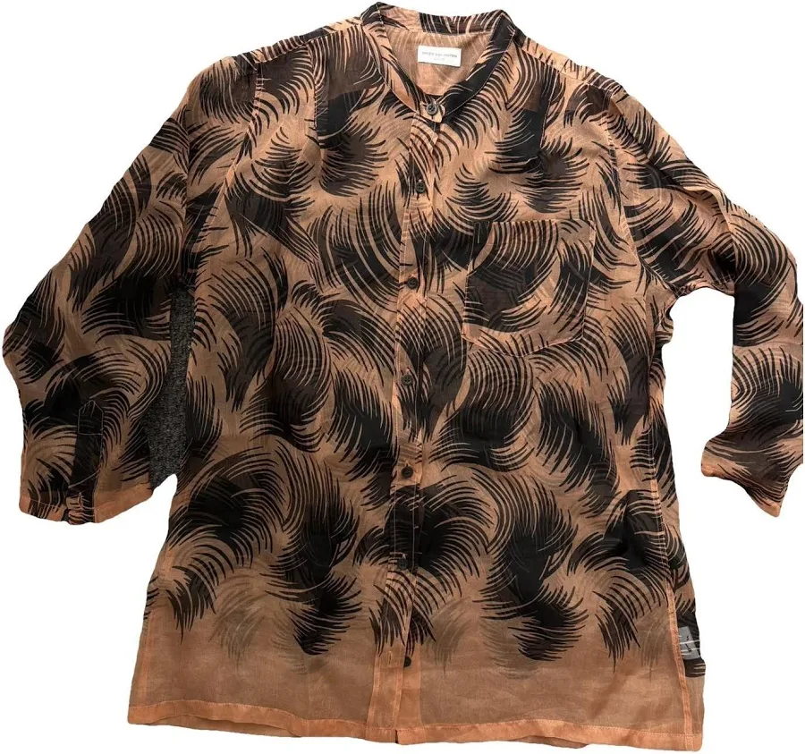 blouses Dries Van Noten Silk Abstract Print Blouse Size 38 FR Vestiaire Collective $136