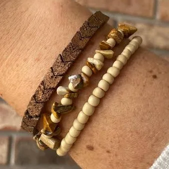 accessory Earthy Stone Stacked Bracelet Etsy - Seller $15.99