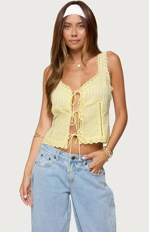 blouses Edikted Women's Fiore Eyelet Tie Front Top PacSun $40.8