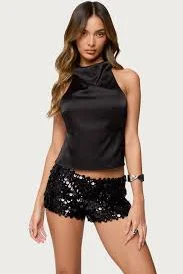 top Edikted Women's Satin Effect Backless Cowl Neck Top edikted $26