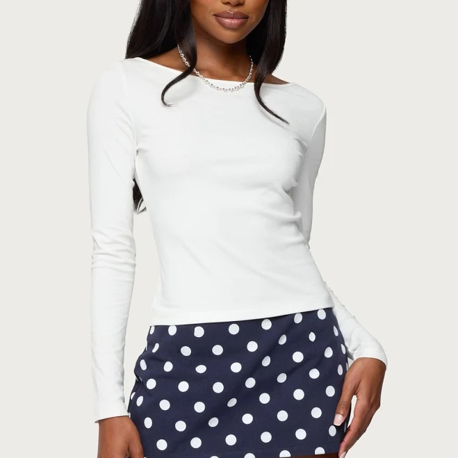 boat neck top Edikted Women's Savi Boat Neck Long Sleeve Top edikted $18