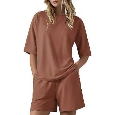 matching set Ekouaer Women's Oversized Boxy T-Shirt Lounge Set Target $17.99