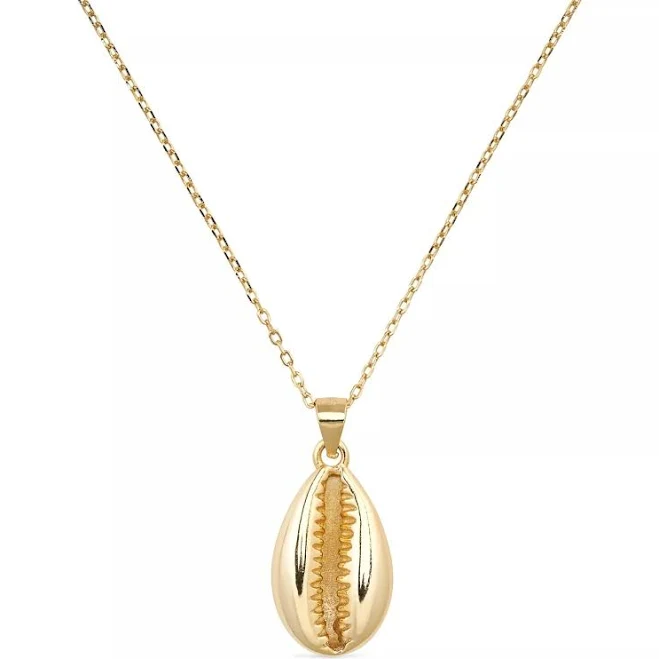 accessory Elk & Bloom Dainty Gold Cowrie Shell Clam Necklace Wolf & Badger $126