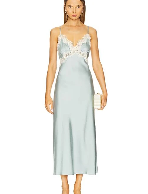 dress Elodie The Label Evy Satin Slip Dress REVOLVE $188
