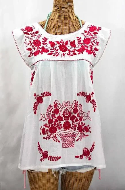 top Embroidered Mexican Peasant Top Cap Sleeves Etsy - Sirenology $66.95