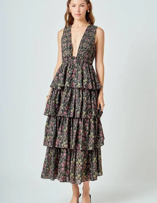 dress Endless Rose Women's Sleeveless V-Neck Tiered Maxi Dress Endless Rose $105