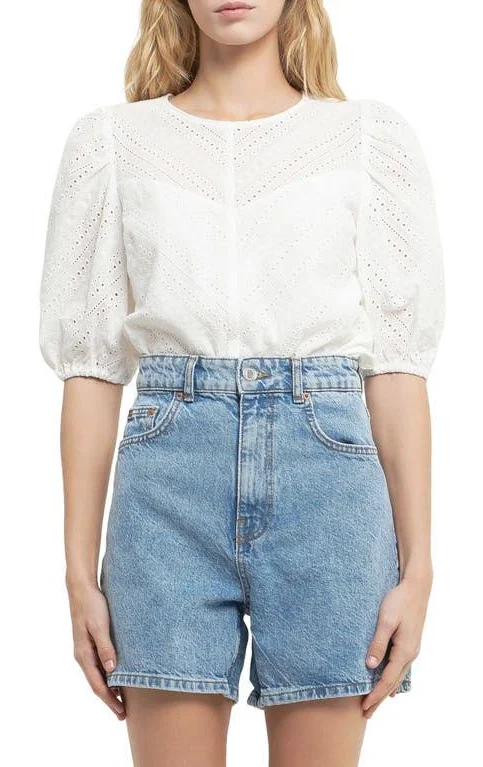 blouse English Factory Women's Eyelet Puff Sleeve Top Nordstrom $90