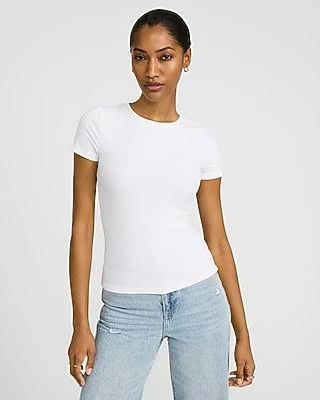 top Essential Fitted Ribbed Crew Neck Tee Express $16.8