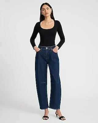 top Express Women's Bodycon Stretch Cotton Long Sleeve Bodysuit Express $44