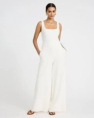 jumpsuit Express Women's Sleeveless Square Neck Linen-Blend Palazzo Jumpsuit with Pockets Express $55