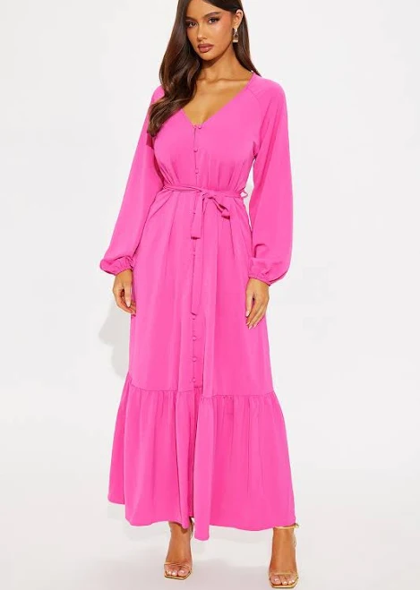 dress Fashion Nova Button Up Wrap Chiffon Maxi Dress Fashion Nova $15.98