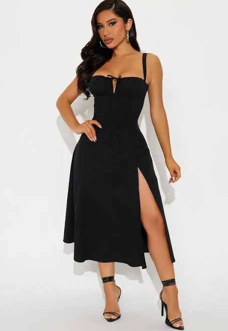 dress Fashion Nova Juniper Corset Waist Poplin Sweetheart Midi Dress Fashion Nova $33.99