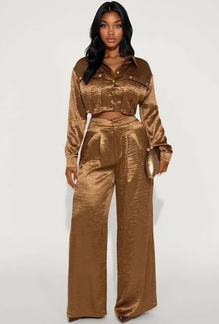 matching set Fashion Nova Pleated Satin Pant Set Fashion Nova $15.98