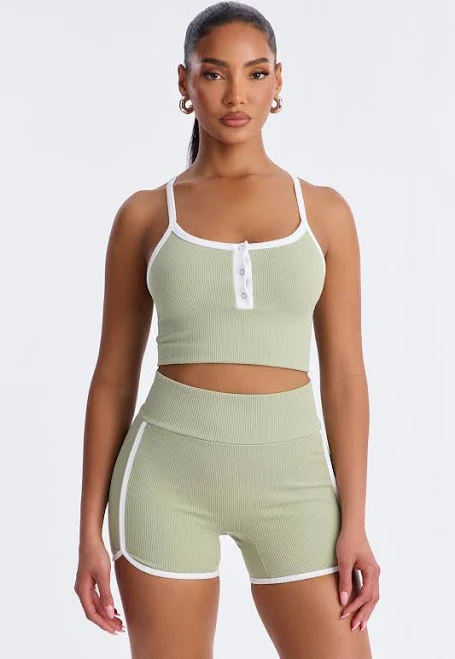 matching set Fashion Nova Sleeveless Seamless Cropped Tank Top and Biker Shorts Short Set Fashion Nova $12